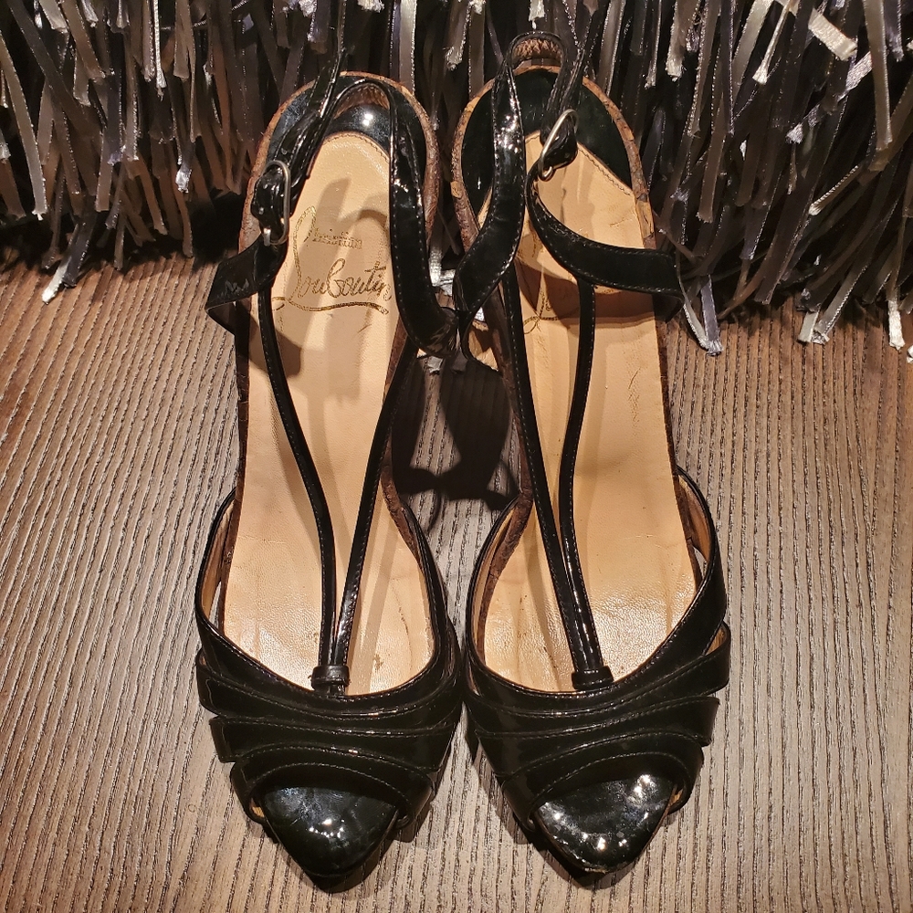 Christian Louboutin | Black Patent | Cork
